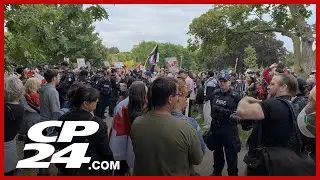 Counter-protesters and &lsquo;Canada First&rsquo; rally clash in Toronto