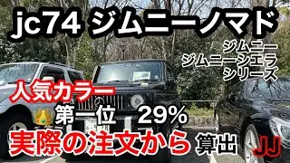 JJ【 jc74 ジムニーノマド 】人気色 ボディカラーは⁉︎ 実際の注文での比率‼︎ jb64 jb74 との違い😳