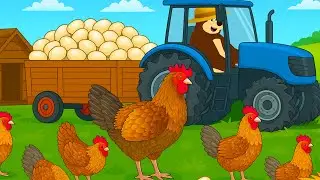 Bear's Farm Adventure! Collecting Eggs with his Tractor 🚜🐻 | Bear Farm Animation 🌾✨