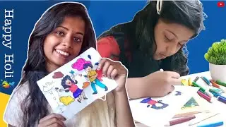 Easy Holi Drawing For Kids | Holi Special 2022 | Holi Drawing With Kids | artpage20