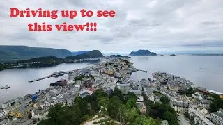 Driving Alesund Norway to the Aksla viewpoint
