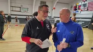 Clark College Penguins Coach Kevin Johnson talks after Win over Pierce Raiders