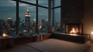 Cozy Fireplace Ambience in NYC 🌙 | Relax, Study, Sleep (10 Hours, No Music)