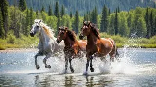 WILD HORSES RUNNING FREE IN NATURE 🐎 | RELAXING 24/7 LIVE