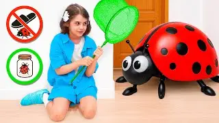 Eva and Friends try to catch the Giant Bugs at home