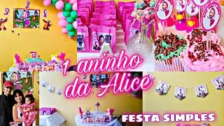 VLOG| FESTA DE 1 ANO SIMPLES  DA ALICE EM CASA |DECORAÇAO E ORGANIZAÇÃO| masha e o urço 🎊🥰🐻