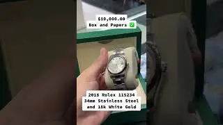 34mm Stainless Steel & 18k White Gold Rolex Watch by Ijaz Jewelers