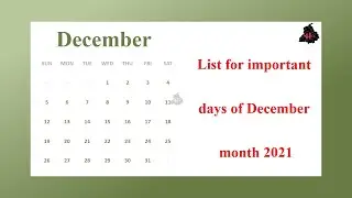 December 2021 important days | Monthly Current Affairs | National and International important days |
