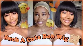 💣$50 Super Affordable Bangs Wig Review| No Glue No Lace Cute Wig w/ Bangs ft.@UlaHair 😆