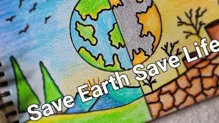 How to make easy Save Earth Drawing for kids | Save Earth Save Environment | Simple School Chart