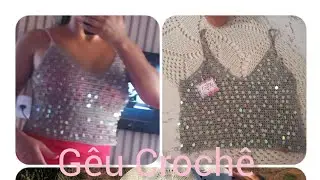 Top de Crochê com Lantejoulas #paete #passoapasso #crochêparainiciantes #carnaval