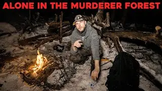 I CAMPED ALONE in the POSSIBLE MURDERERS FOREST with No Shelter, So I'm Building One
