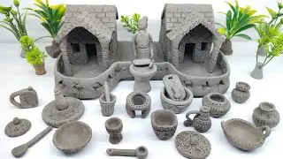 DIY How to make polymer clay miniature House, hand washer, Kitchen set