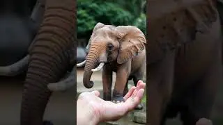 Cute tiny elephant on hand #shorts #elephant #lion