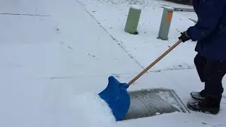 Snow Shoveling Fail on Sidewalk Grooves