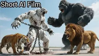 Simba and Shere Khan and King Kong vs Massive Cat - Jungle Clash – Titan Actions – AI Short Film