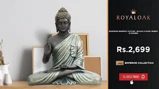 Royaloak | Blessing Buddha Statue - Black & Dark Green - 15 Inches