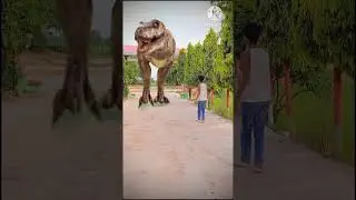 Big Dinosaur chase T-Rex attack part 1 9#trending #dinosaur #vfx #youtube #shorts