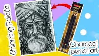Charcoal pencil art😱😍/Sadhu drawing easy /SHINNING PALETTE