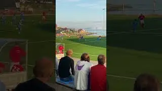Corner in northernmost stadium of Europe Honningsvag Turn 6-4 Bossekop 2 in 6th Norwegian division