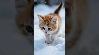 Tiny kitten experiencing snow for the first time. #cat #animals #snow