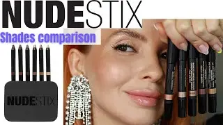 Сравнение оттенков NUDESTIX + Свотчи/Стойкие тени для век в стиках. Реальное нанесение/Вирусное в...