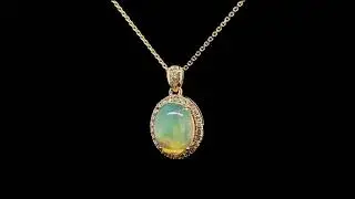 1.686ct Oval Opal and Diamond 14ct Gold Pendant Necklace | Fei Liu Fine Jewellery