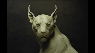 Oil based clay sculpture of a big cat.