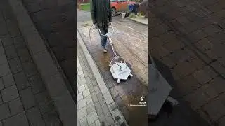 So satisfying to watch the flat surface cleaner rip through this grime on this block paved driveway