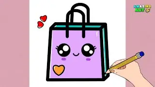 Cute Drawing Shopping bag | How to Draw Cute Shopping bag | Cute College bag | Cute Paper bag draw