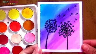 Diente de león con ACUARELA - FÁCIL -