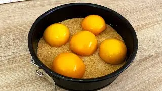Положите персики в форму Springform и будьте ИЗУДАРНЫ 🤤 Вкусный торт БЕЗ выпечки 💥