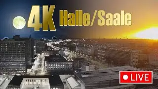 New Year's Eve fireworks -  4K Live Cam Halle Neustadt - Germany - Traffic - Verkehrskamera