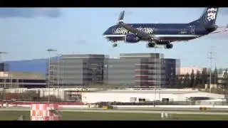 HD RARE Alaska Airlines (alaskaair.com) 737-800 Landing at San Jose