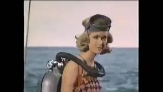 Vintage Scuba Diving Woman Competes in Deep Dive Contest 1960s