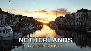Middelburg Golden Sunset | Cinematic Drone Footage over Canals (Binnehaven)