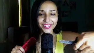 ASMR CORTANDO SEU CABELO (som de mãos, tesoura, spray, voz suave)