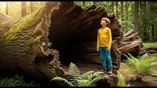 Building a house in the forest (ASMR) -12 year boy built a mini house inside a tree trunk by himself