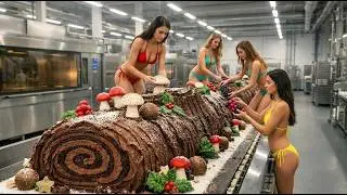 🎄 Inside a Christmas Cake Factory | Yule Log Dessert Making Process (Full Documentary)