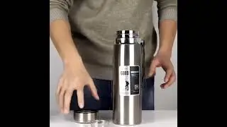Garrafa 1000ml Inox T&eacute;rmica Com Infusor Prata e Dourada De &Aacute;gua