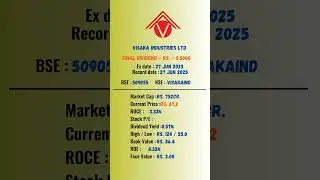 Visaka Industries Ltd latest news | Ex-Date: 27 JUN 2025 | #stockmarket #shots #nseipo