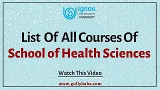 IGNOU School Of Health Sciences Courses