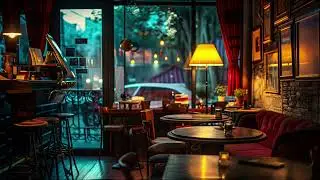 Cozy Rainy Night: Romantic Blues Bar Ambience | Cozy Date Night Atmosphere with Rain Sounds