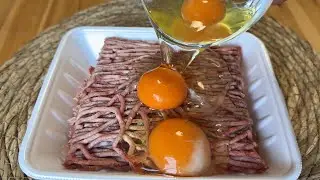 Just pour the eggs over the minced meat! My mom's recipe surprised everyone!