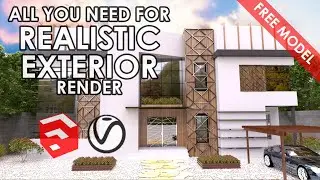 SketchUp Modern Villa Exterior Elevation Render &ndash; Vray Next Tutorial (Free Model)