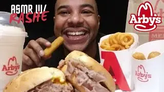 ASMR EATING ARBY'S BEEF 'N CHEDDAR, MOZZARELLA STICKS, CURLY FRIES & CARAMEL CIN SHAKE | NO TALKING