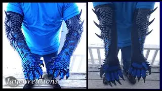 XL Clawed Half Wrap Blue to Black Gradient Gauntlets with Spikes! - JayeCreations