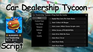 Roblox 🍔 Car Dealership Tycoon GUI Script (Pastebin)