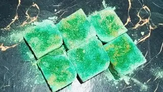 #newyearglitteryasmr Two-Toned Green🟩 Glittery Unpolished Gym Chalk Blocks Crush | ASMR| Satisfying