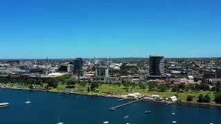 aerial geelong citycity with kardinia park and gee